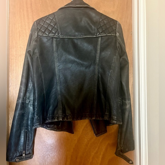 All Saints Distressed Leather Biker Jacket - Picture 10 of 11